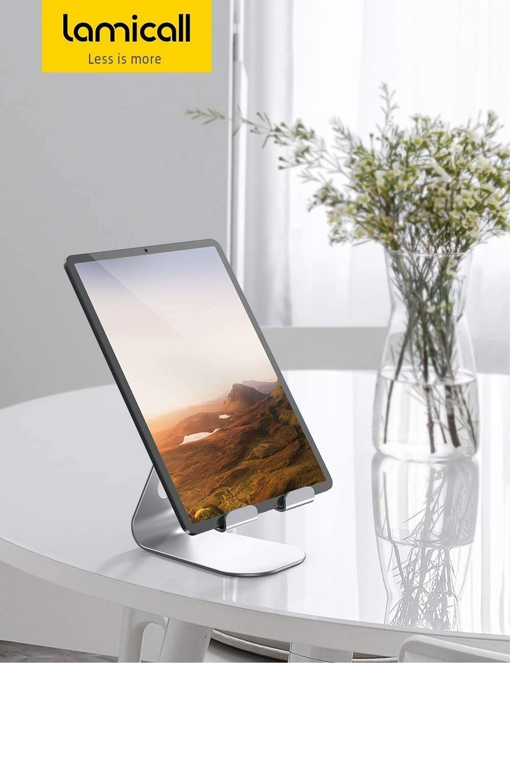 Tablet Stand Adjustable, Lamicall Tablet Stand - Silver